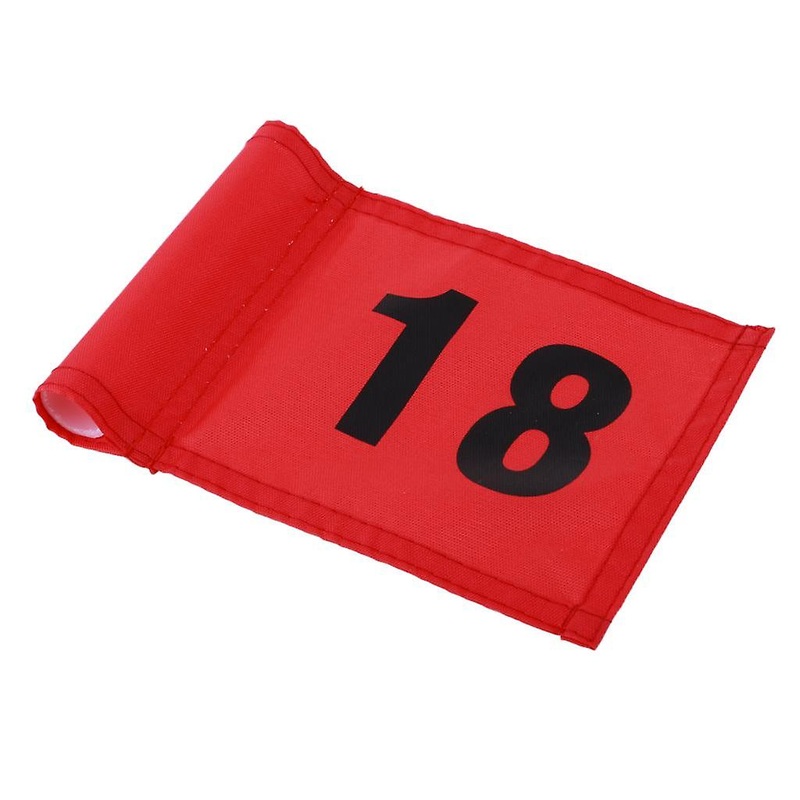 Small Nylon Golf Flag Golf Practice Putting Green Flag  Red with Number 18
