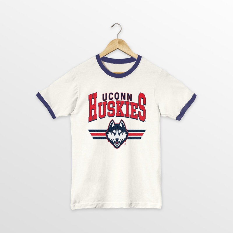 UCONN HUSKIES SWIFT STRIKE VINTAGE RINGER TEE