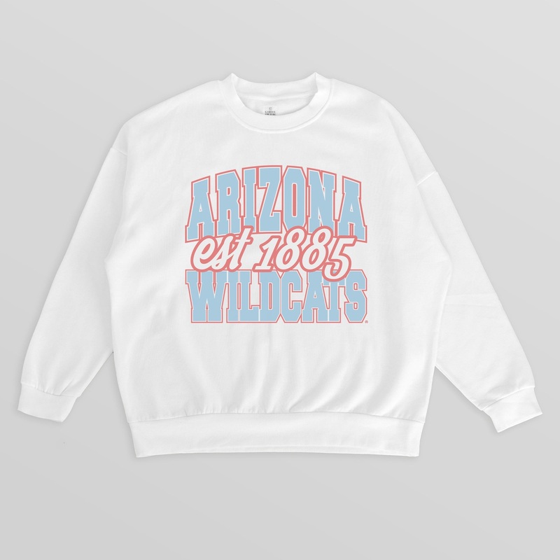 ARIZONA WILDCATS FADED FORMATION PREMIUM FLEECE DROP SHOULDER CREWNECK PULLOVER