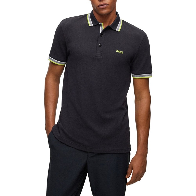 Boss Paddy Cotton Pique Polo – Charcoal/ Green