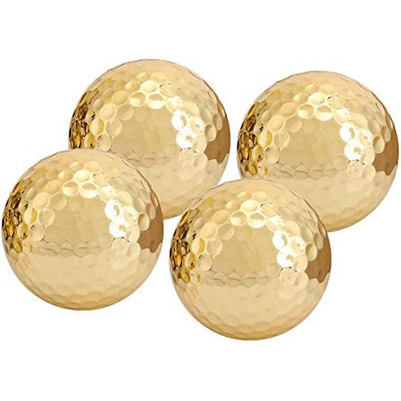 Keenso 4 pieces Portable Golden Practicing Golf Balls  Lightweight Gold Plating Golf Ball Accessory