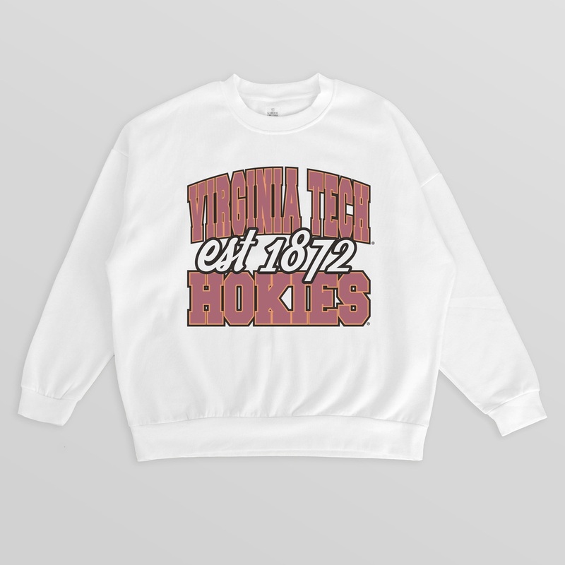 VIRGINIA TECH HOKIES FADED FORMATION PREMIUM FLEECE DROP SHOULDER CREWNECK PULLOVER