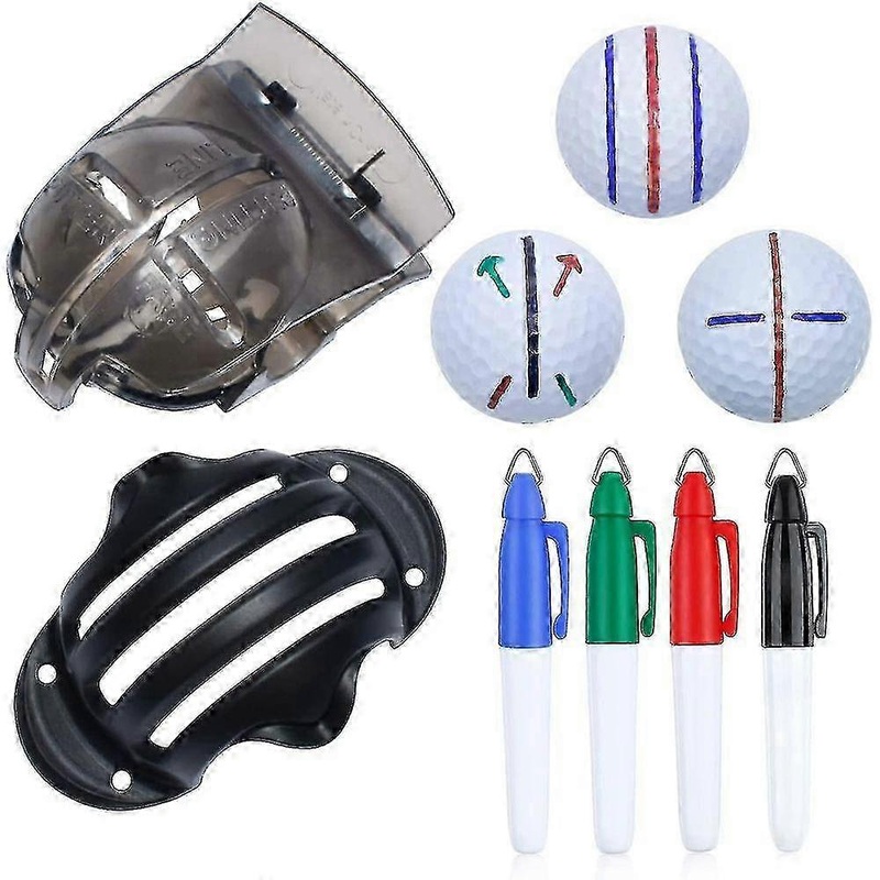 2025 HJyang 6 Pack Golf Ball Line Drawing Marker Golf Ball Liner Golf Ball Marking Tool Kit – 2 Golf Ball Marking Stencils And 4 Color Markers MIU