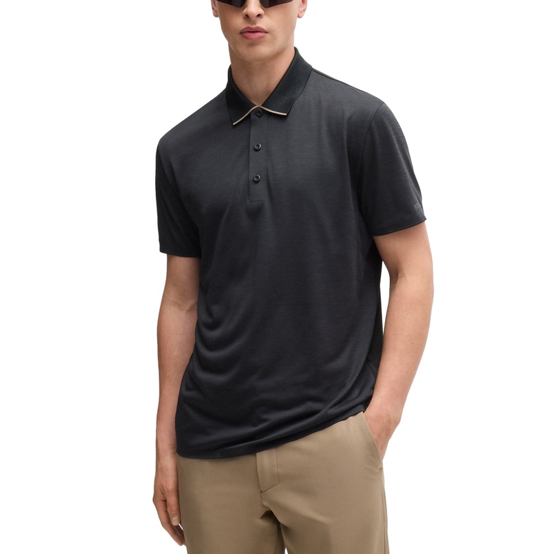 Boss Paddytech Stretch Jersey Polo Golf Shirt – Black