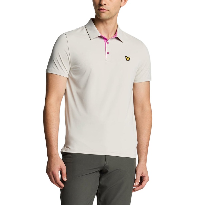 Lyle & Scott Contrast Placket Golf Polo Shirt – Pebble/Contour Pink