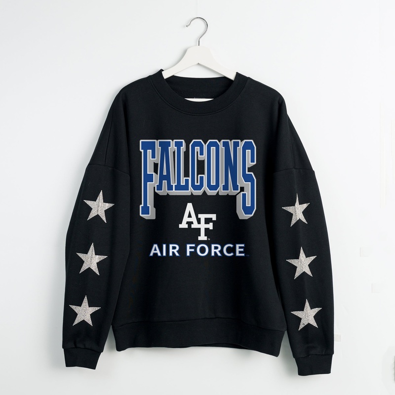 AIR FORCE FALCONS PURE VICTORY EMBELLISHED STAR SLEEVE CREWNECK PULLOVER
