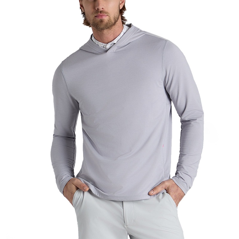 G/Fore Brushed Back Tech Golf Hoodie – Light Grey Melange