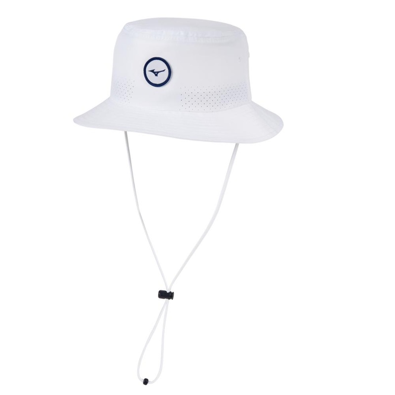 Mizuno Bucket Golf Hat|White|Navy|S/M|L/XL