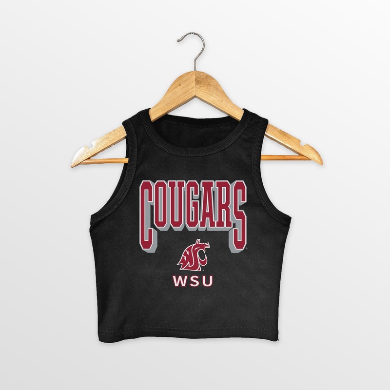WASHINGTON STATE COUGARS PURE VICTORY ESSENTIAL RIBBED CROP TANK