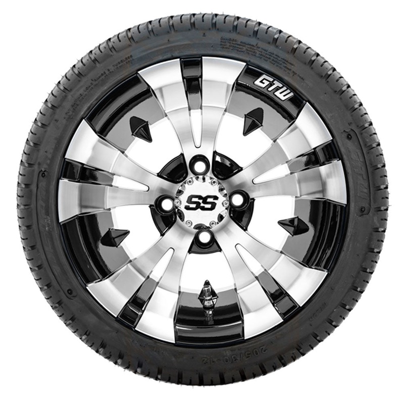 12 GTW Vampire Black and Machined Wheels with 18 Fusion Street Tires  Set of 4 PN# A19-374