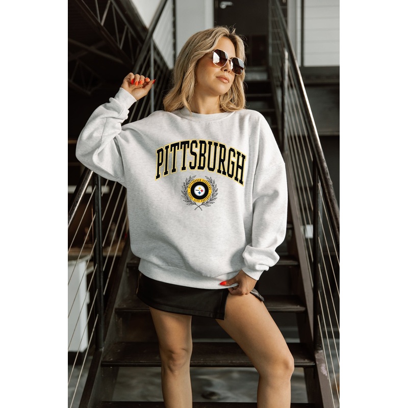 PITTSBURGH STEELERS TRADITION REFINED PREMIUM FLEECE CREWNECK PULLOVER