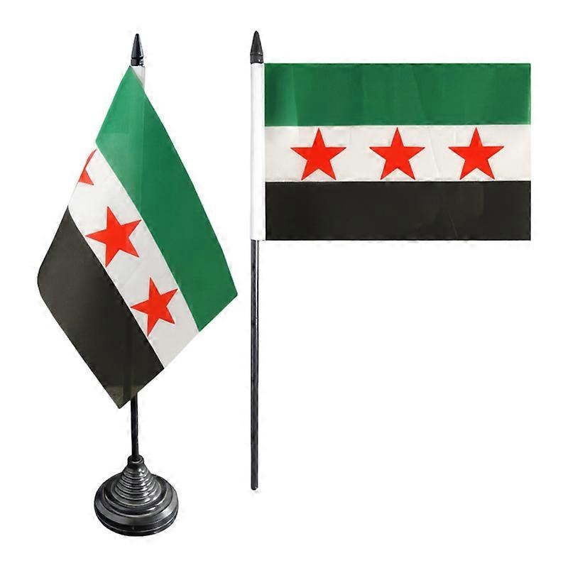 14*21cm/5.51*8.7IN Syrian Flag Syrian Flag with Sticks Mini Syrian Banner Decoration