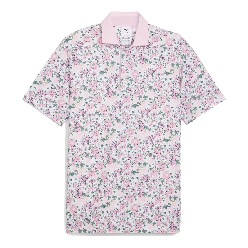 Puma X AP Floral Golf Polo|White Glow Pale Pink|White Glow Deep Navy|Small|Medium|Large|X-Large|XX-Large|XXX-Large