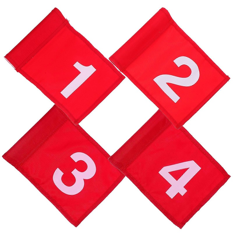 Target Practice Golfing Flags Numbered Red Compact Size Lightweight Structure 4Pcs