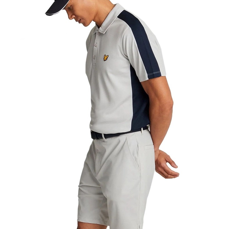 Lyle & Scott Golf Striped Polo Shirt – Pebble/ Dark Navy