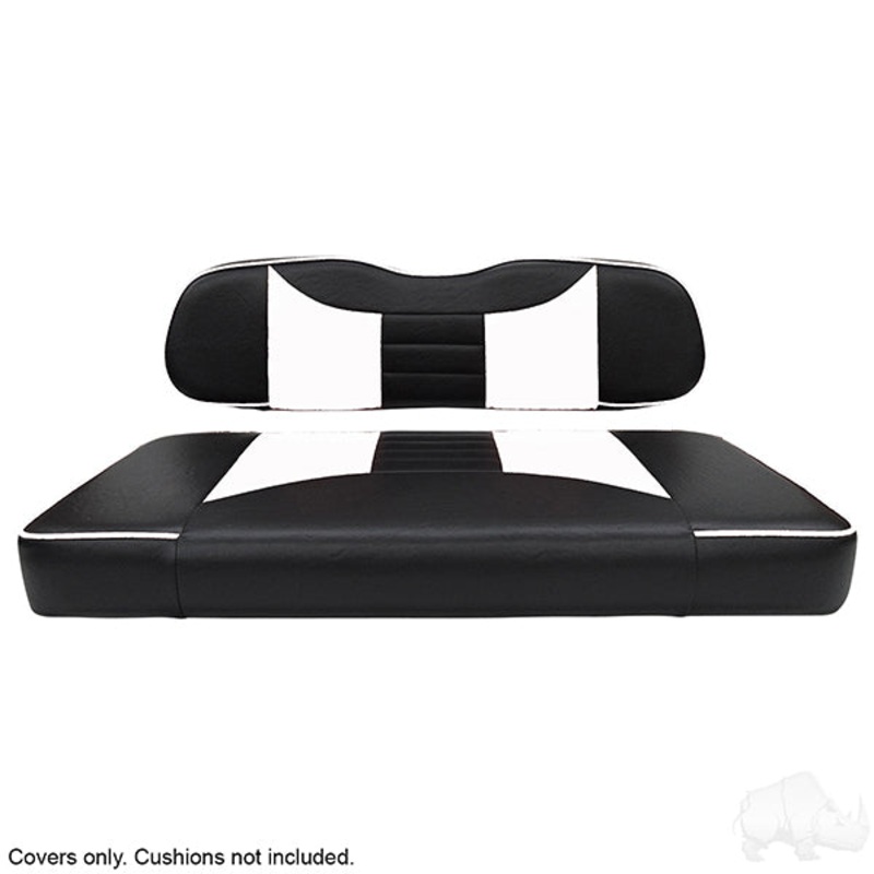 RHOX Front Seat Cover Set, Rally Black/White, Club Car DS PN# SEAT-021BW-R-CV