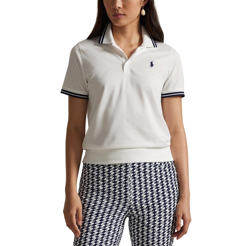 RLX Ralph Lauren Women’s Tour Pique Golf Shirt – Ceramic White/Refined Navy