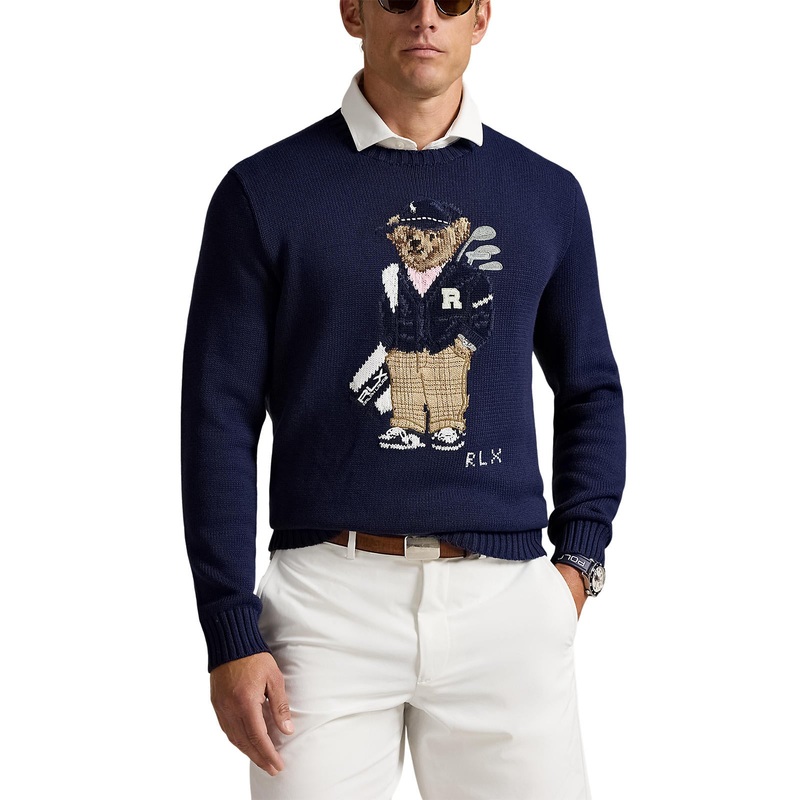 RLX Ralph Lauren Polo Bear Merino Coolmax Golf Pullover – Refined Navy